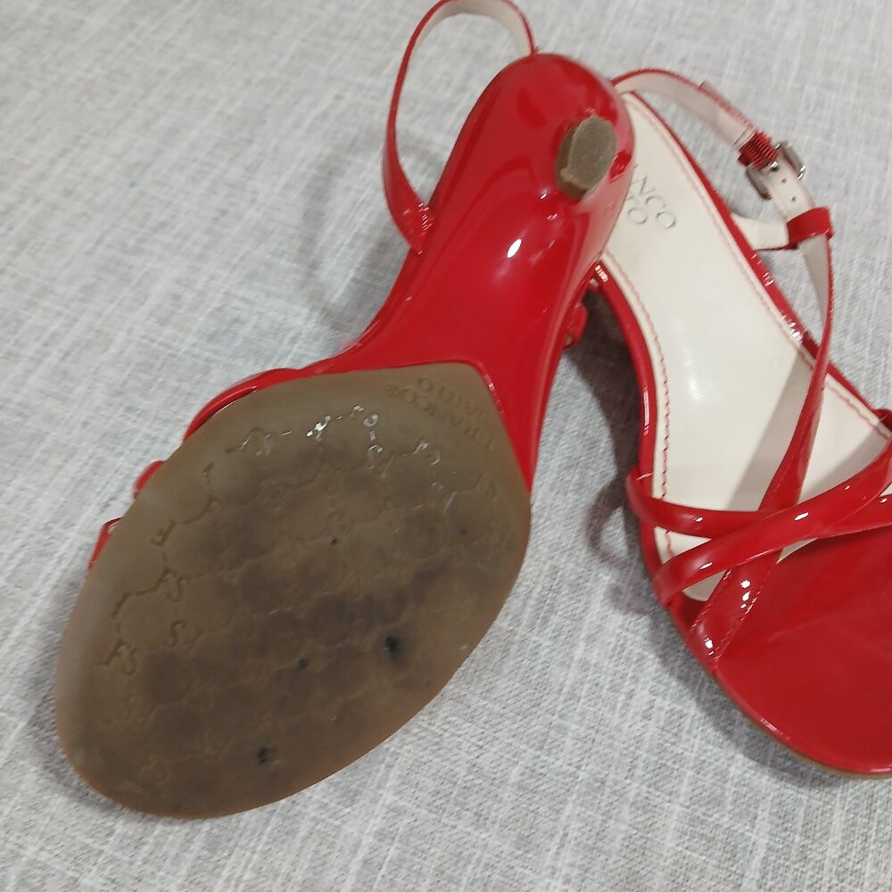 Cherry Red Patten Leather Strappy Kitten Heal Sandle by Franco Sarto Size 7M - Picture 6 of 10